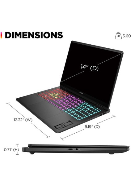 Vr Ready – Hp Omen Transcend – 14" 2.8k OLED 120Hz Gaming Laptop - Intel Core Ultra 9 185H - 8gb Nvidia Geforce Rtx 4070 - 32GB LPDDR5X Ram - 1tb Pcle 4 SSD - Win 11 Home - Siyah