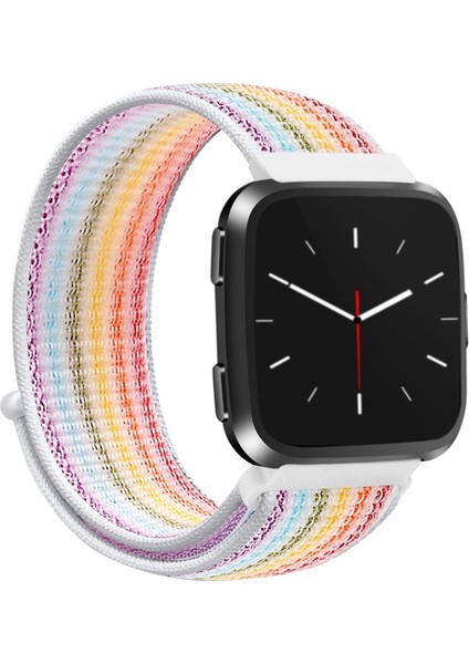 Fitbit Versa 1/2 Gökkuşağı Ince Çizgili Naylon Kayış (Yurt Dışından)