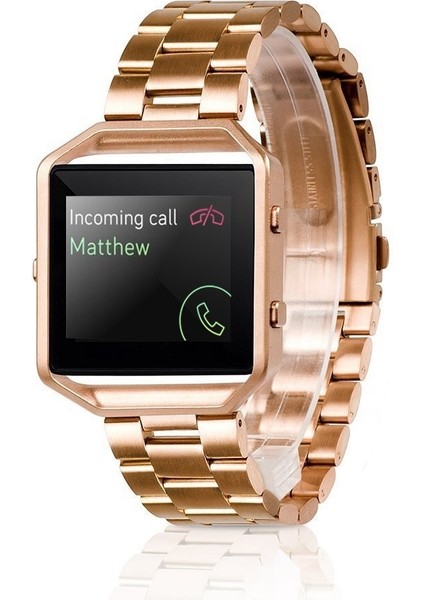 Fitbit Blaze Için Metal Çerçeve Kelebek Toka Üç Boncuk Paslanmaz Çelik Metal Saat Bandı Gül Altın (Yurt Dışından) modelleri
