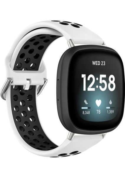 Silikon Saat Bandı Için Fit Versa 4 / Sense 2 Için Fitbit Versa 4 / Sense 2 Beyaz Siyah (Yurt Dışından) fiyatları