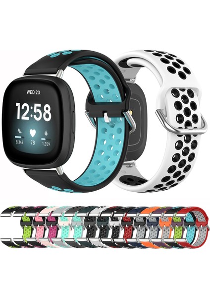 Silikon Saat Bandı Için Fit Versa 4 / Sense 2 Için Fitbit Versa 4 / Sense 2 Açık Pembe Deniz Mavisi (Yurt Dışından)