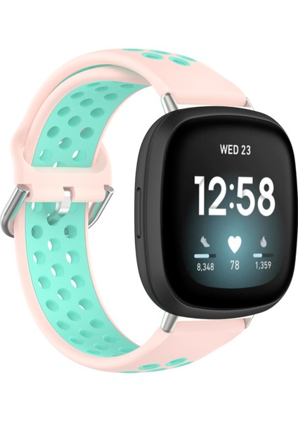 Silikon Saat Bandı Için Fit Versa 4 / Sense 2 Için Fitbit Versa 4 / Sense 2 Açık Pembe Deniz Mavisi (Yurt Dışından)