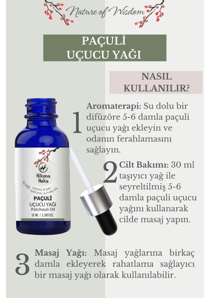 Hikona Heka Paçuli Uçucu Yağı (Patchouli Essential Oil) %100 Saf ve Doğal 10 ml