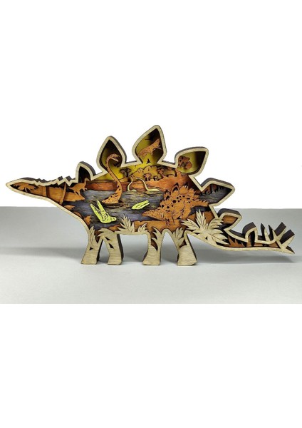 Ahşap Mdf Çok Katmanlı Dinozor Stegosaurus Dekoratif Obje