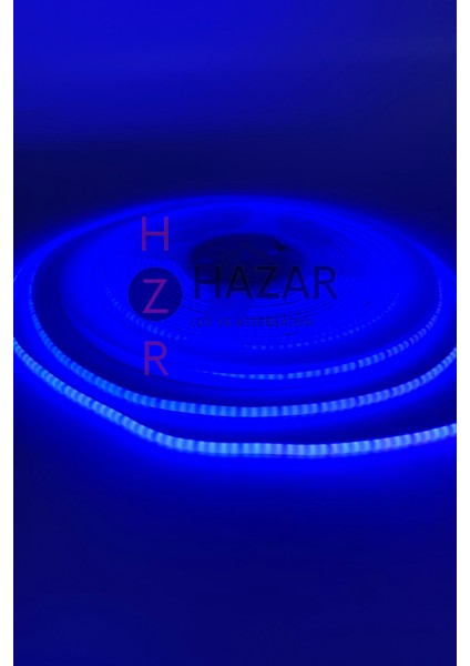 12 Volt 3 mm 400 Ledli İnce Esnek Cob Şerit LED Mavi IP20 5 Metre