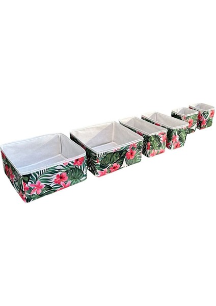 6'lı Çekmece İçi Çamaşır Düzenleyici Çocuk Odası Katlanır Saklama Kutusu Organizer Set-Yeşil Yaprak