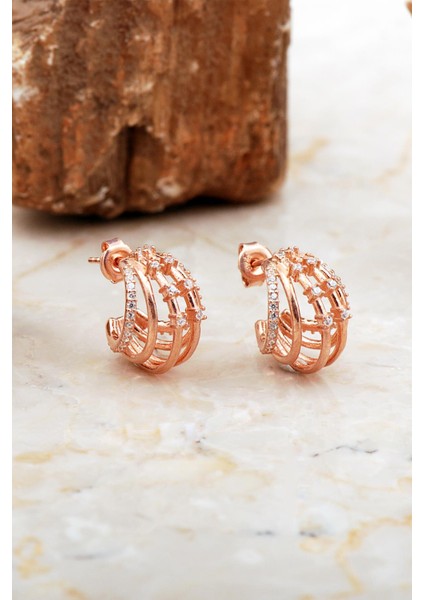 Kafes Tasarım Rose Gümüş Küpe 7025