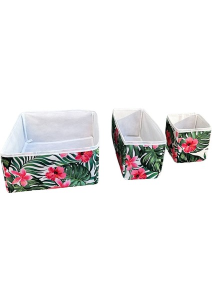 6'lı Çekmece İçi Çamaşır Düzenleyici Çocuk Odası Katlanır Saklama Kutusu Organizer Set-Yeşil Yaprak