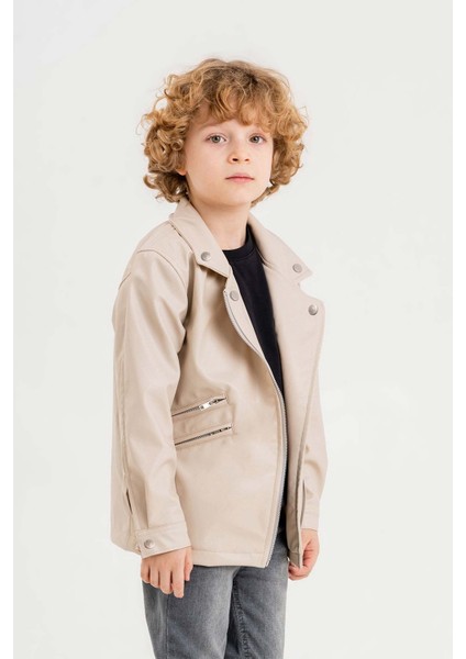 Fermuarlı Erkek Çocuk Deri Ceket modelleri