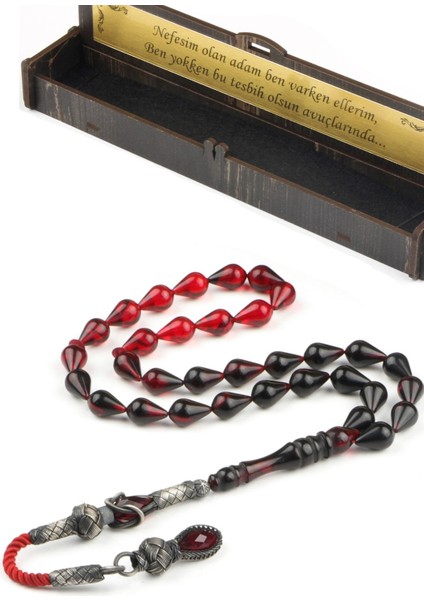 Gümüş Püsküllü Damla Kesim Ateş Kehribar Tesbih "nefesim Olan Adama..."