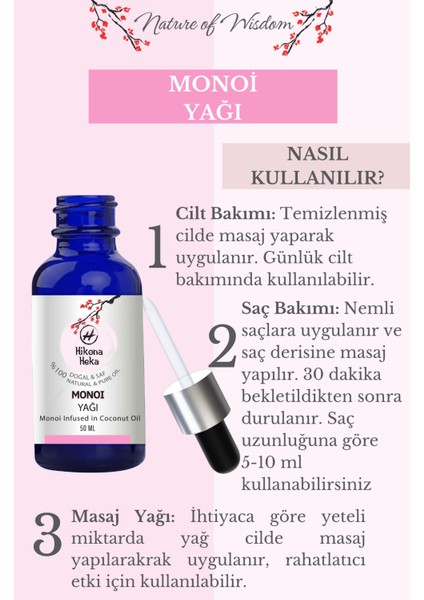 Monoi Yağı (Monoi Oil) Sertifikalı %100 Saf ve Doğal 50 ml
