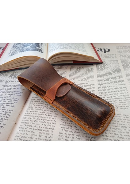 Crazy Hors Hakiki Deri El Emeği Özel Kalemleriniz Için Kalemlik Kalem Kutu 27 cm 6 cm Eby1