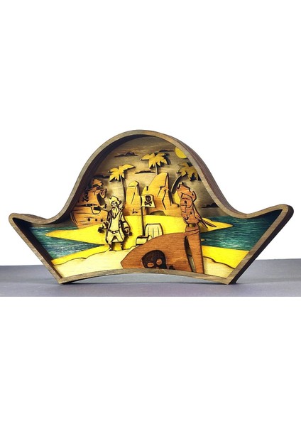 Ahşap Mdf Çok Katmanlı Korsan Şapkası Dekoratif Obje