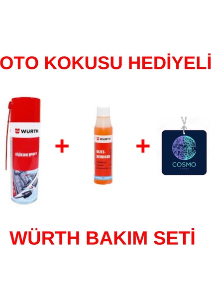 Silikon Sprey 500ML + Cam Sabunu 32ML + Oto Kokusu