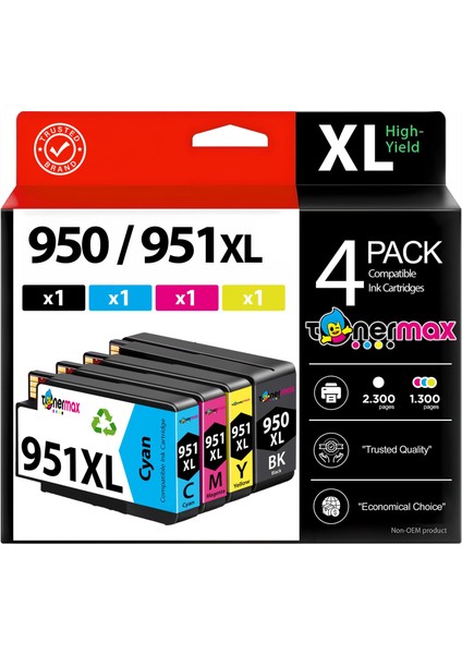 Hp 950XL-HP 951XL 4 Renk Muadil Kartuş Pro 276/251/8100/8600/8610