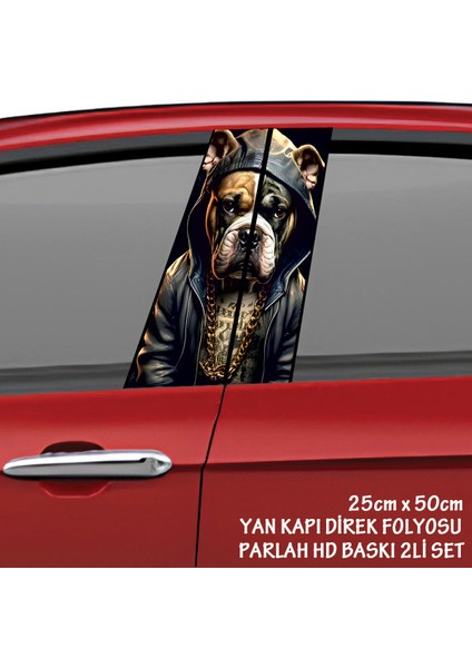 Kapişonlu Sevimli Köpek Resimli Oto Kaplama Folyo - 2 Adet Takım