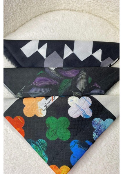 Yonca,tüy,geometrik Desen Pamuk Eşarp 3 Al 2 Öde