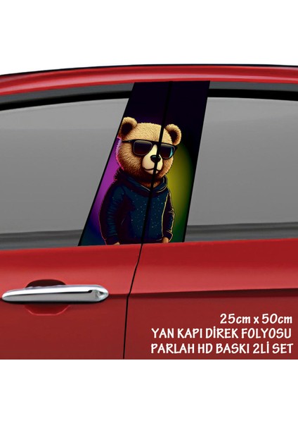 Artist Gözlüklü Ayı Resimli Oto Kaplama Folyo - 2 Adet Takım