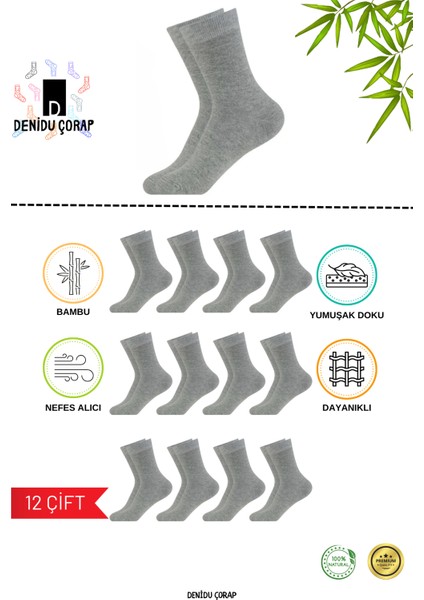 Bambu Erkek Soket Uzun Çorap Dikişsiz 12 Çift Altın Seri (Parfümlü,Yıkamalı,Organik)