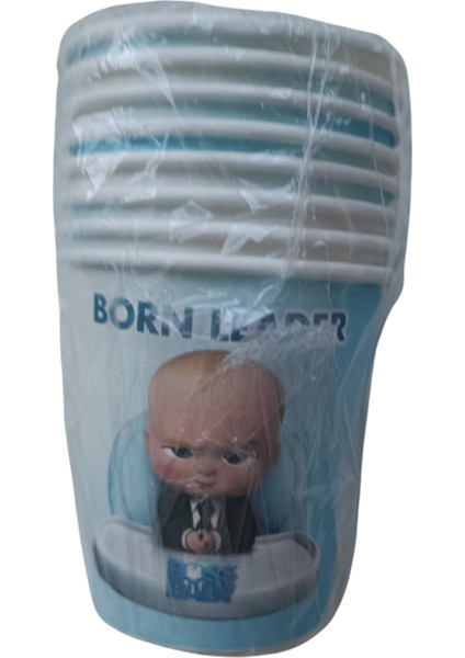 Ngüzel Party Boss Baby Patron Bebek Temalı Doğum Günü 8 Adet Karton Tabak + 8 Adet Karton Bardak Seti