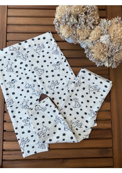 Babyaden Dalmaçyalı Desenli Beyaz Pamuklu Orijinal Marka Ihraç Fazlası Kız Bebek Tayt