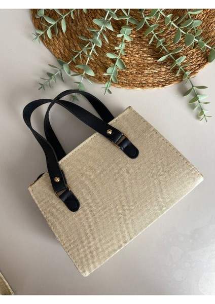 Keten Çapraz Askılı Omuz ve Kol Fermuarlı Çantasi Tarzı Dokuma El Çantası