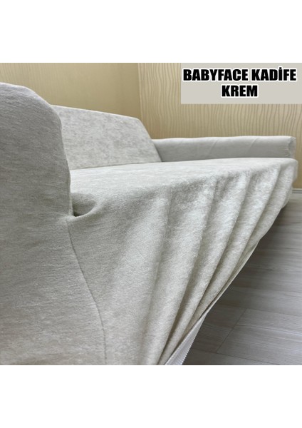 Babyface Kadife Kumaş 2 Adet Üçlü & Çekyat- 2 Adet Tekli Set Koltuk Kılıfı