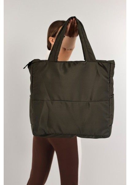 Kadın Puf Kumaş Su Geçirmez Pirit 3 Bölmeli Omuz Çantası