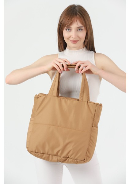 Kadın Puf Kumaş Su Geçirmez Pirit 3 Bölmeli Omuz Çantası modelleri