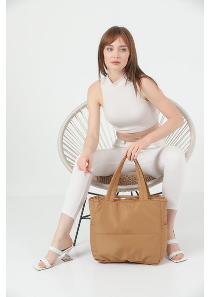 Kadın Puf Kumaş Su Geçirmez Pirit 3 Bölmeli Omuz Çantası fırsatları