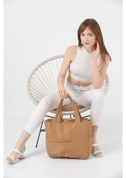 Kadın Puf Kumaş Su Geçirmez Pirit 3 Bölmeli Omuz Çantası indirimleri