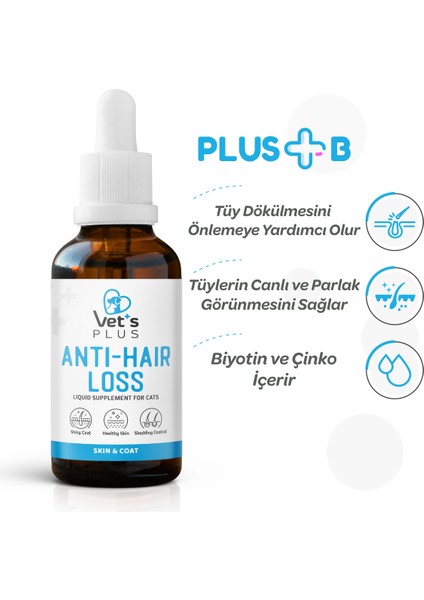 Anti-Hair Loss Damla 50ml (Plus B Kediler İçin Biyotinli Tüy Dökülmesi Önleyici)