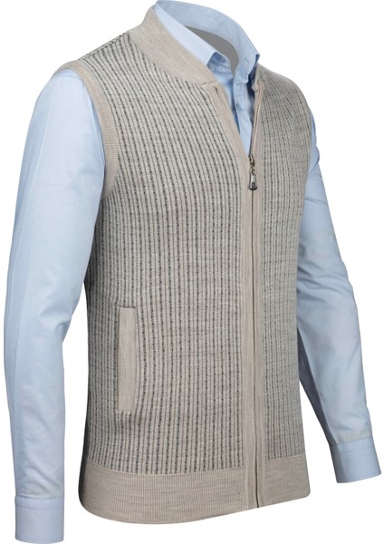 Erkek Triko Yelek Fermuarlı Cepli Çelik Örgü Triko Klasik Kalıp - 5004J fiyatları
