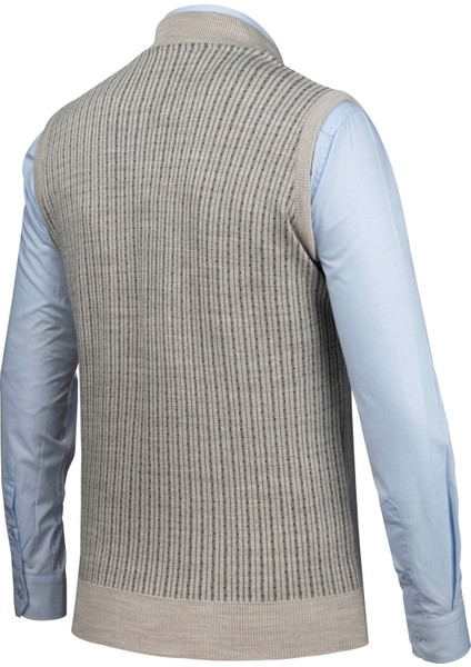Erkek Triko Yelek Fermuarlı Cepli Çelik Örgü Triko Klasik Kalıp - 5004J fırsatları