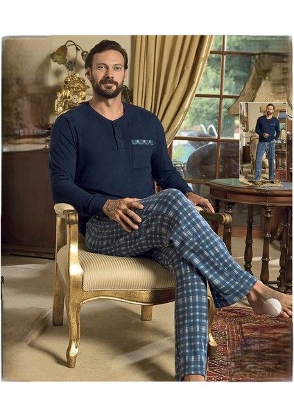 240781 Erkek Thermal Patlı Uzun Kol Pijama Takım