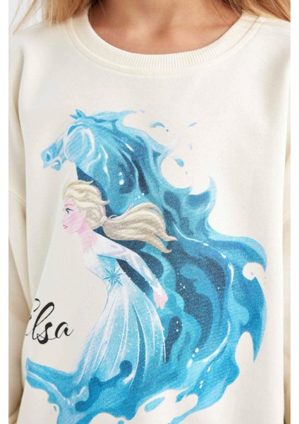 Kız Çocuk Ekru Frozen Relax Fit Bisiklet Yaka Sweatshirt D1119A824AU indirimleri