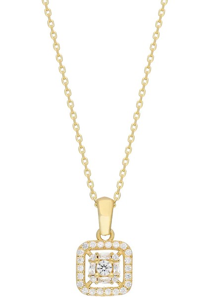 Kare Taşlı Kolye 718915 Gold