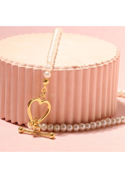 Incili Kalp Kolye 718007 Gold indirimleri