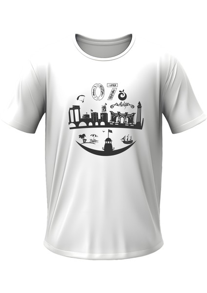 Antalya Temalı Tşört Bisiklet Yaka Yazlık Erkek T-Shirt