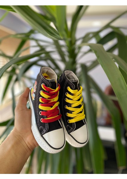 Pikacu Pokemon Baskılı Siyah Uzun Keten Günlük Spor Ayakkabı Sneaker modelleri