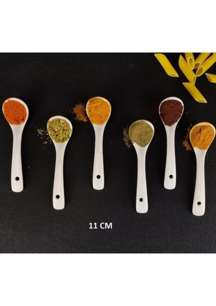 Porselen 6’lı Çay Kahve Baharat Reçel ve Sos Kaşığı 11 cm