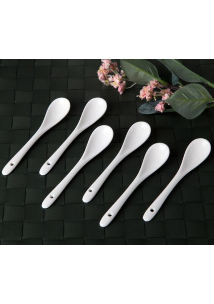 Porselen 6’lı Çay Kahve Baharat Reçel ve Sos Kaşığı 11 cm