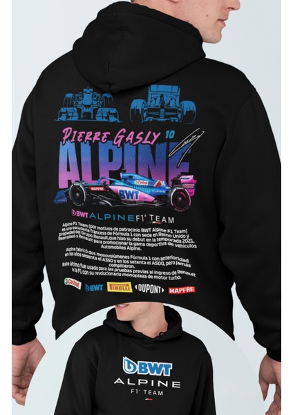 Bmt Alpine F1 Team Pierre Gasly Formula 1 Sırt Baskılı Kapüşonlu Oversize Sweatshirt