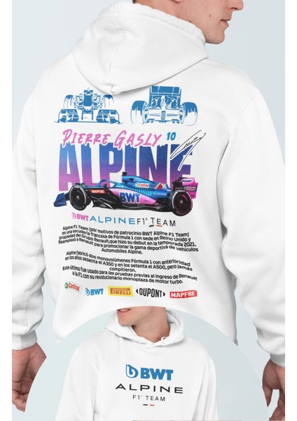 Bmt Alpine F1 Team Pierre Gasly Formula 1 Sırt Baskılı Kapüşonlu Oversize Sweatshirt