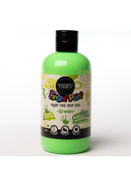 4'lü Mammacomica Yıkanabilir Parmak Boyası-4* 250ML- 3'lü Sünger Roller