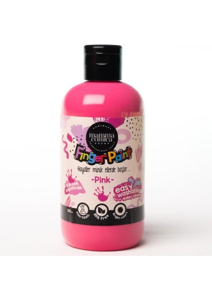 4'lü Mammacomica Yıkanabilir Parmak Boyası-4* 250ML- 3'lü Sünger Roller