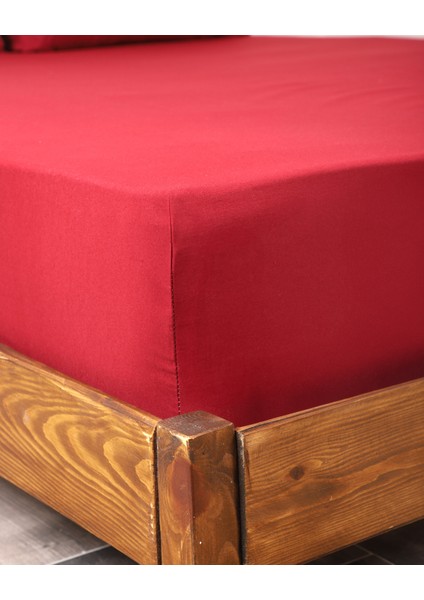 Bordo Lastikli Çarşaf Takımı Fitted Pamuklu Dokuma Kumaş Yastık Kılıflı