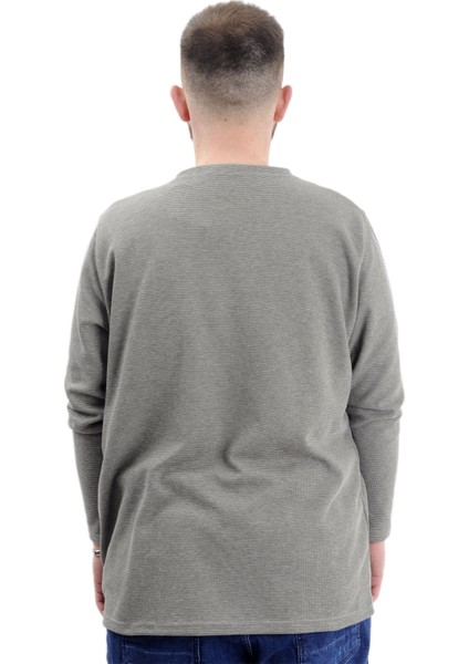 Büyük Beden Erkek Sweatshirt Bisiklet Yaka Uzun Kol Waffle 23460 Haki fırsatları