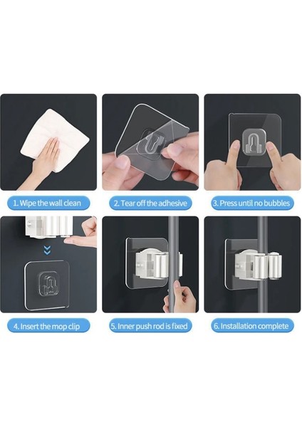 Yapışkanlı Pratik Mop Tutucu 4 Adet Beyaz modelleri