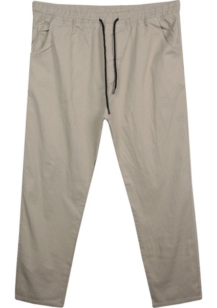 Erkek Büyük Beden 100 KILO-180 Kilo Arası Için Uygun Bağcıklı Gabardin Pantolon Taş